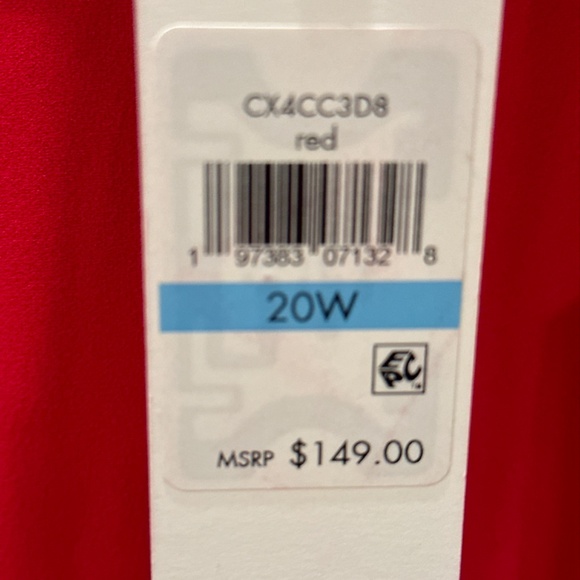 Calvin Klein Woman’s 20 W Red Dress with Embellished Bell Sleeves - Picture 6 of 6